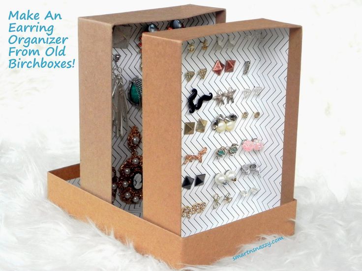 Upcycled Birch boxes into Earring Organizer | 25+ Home Organization ideas
