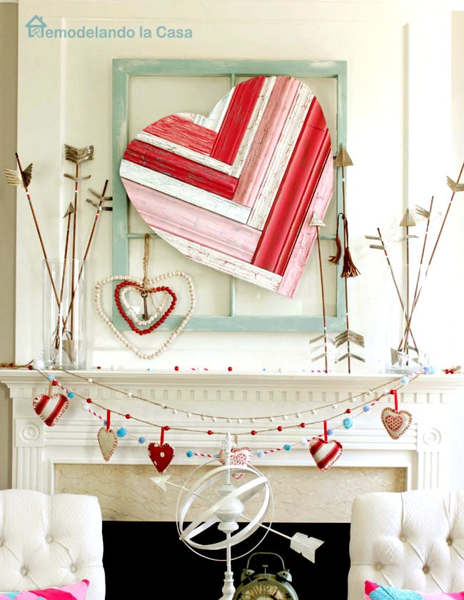 Valentine's Day Mantel Decorations and Ideas - Valentine's Day Mantel decor ideas, Valentine's Day Mantel decor, Valentine's Day Mantel, mantel decoration, diy Valentine's day home decor