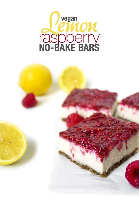 Vegan Lemon Raspberry No-Bake Bars | 25+ Gluten Free and Dairy Free Desserts