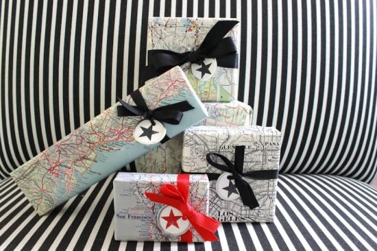 Vintage Map Gift Wrap | 25+ Creative Gift Wrap Ideas