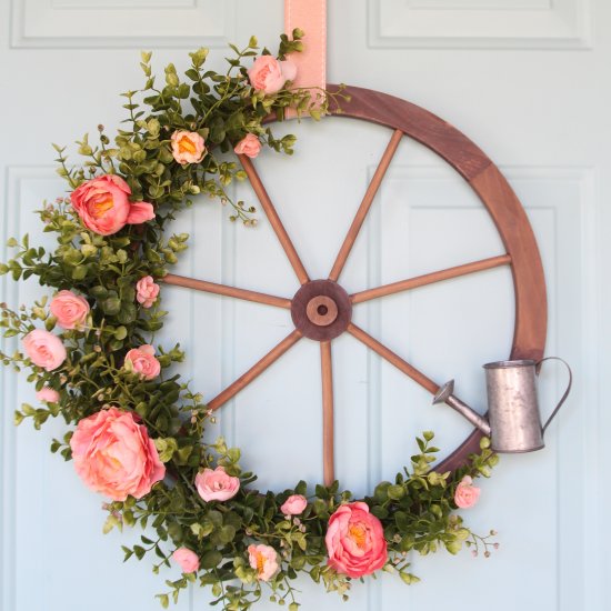 Wagon Wheel Farmhouse Style Wreath