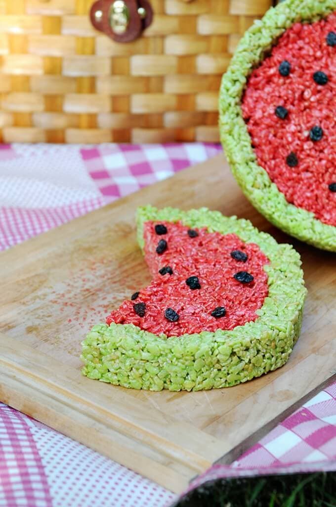 Tangy Watermelon Rice Krispie Treats + 25 Mouth-Watering Watermelon Desserts...the perfect refreshment that shouts, "Summertime is here!"