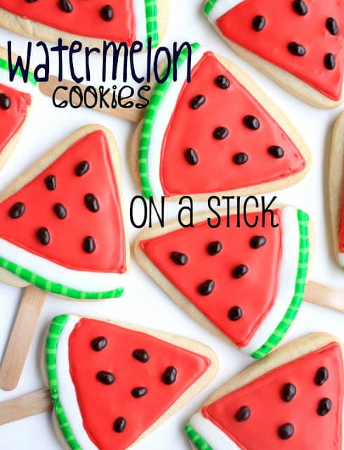Watermelon Cookies on a Stick + 25 Mouth-Watering Watermelon Desserts...the perfect refreshment that shouts, "Summertime is here!"