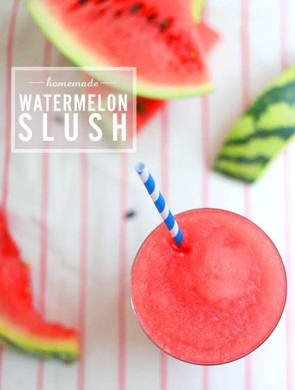 Homemade Watermelon Slush + 25 Mouth-Watering Watermelon Desserts...the perfect refreshment that shouts, "Summertime is here!"