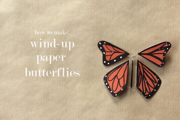 DIY Ideas With Butterflies - Wind-Up Paper Butterflies - Cute and Easy DIY Projects for Butterfly Lovers - Wall and Home Decor Projects, Things To Make and Sell on Etsy - Quick Gifts to Make for Friends and Family - Homemade No Sew Projects- Fun Jewelry, Cool Clothes and Accessories http://diyprojectsforteens.com/diy-ideas-butterflies