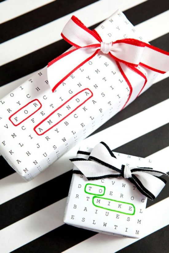 Word Search Gift Wrap | 25+ Creative Gift Wrap ideas