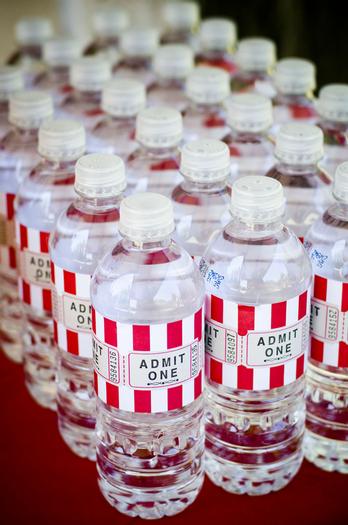 admit one water bottles | 25+ Oscar Party Ideas