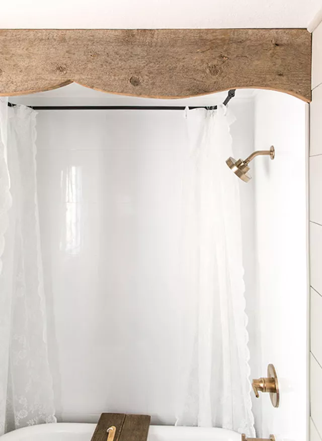 DIY Bathroom Decor Projects - wood valence above tub