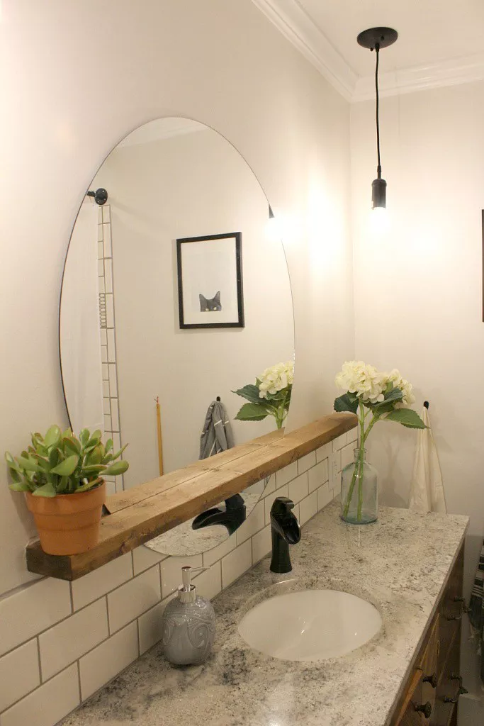 bathroom diy decor ideas - shelf above sink