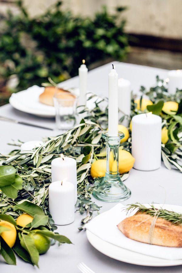 Summer Wedding Decoration Ideas Lemon + Greenery Table Scatter