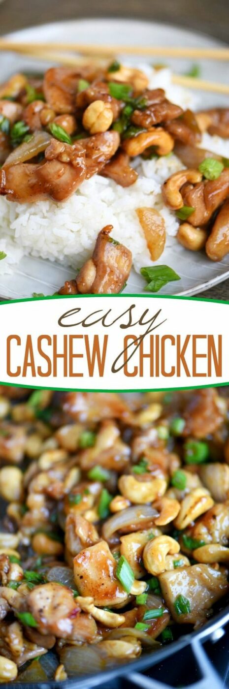 30 Minute Easy Cashew Chicken Recipe via Mom on Timeout - Love quick and easy dinner recipes? This one is for you! This Easy Cashew Chicken takes less than 30 minutes to make and is way better than takeout! Add it to your menu this week! - The BEST 30 Minute Meals Recipes - Easy, Quick and Delicious Family Friendly Lunch and Dinner Ideas #30minutemeals #30minutedinners #thirtyminutedinners #30minuterecipes #fastrecipes #easyrecipes #quickrecipes #mealprep