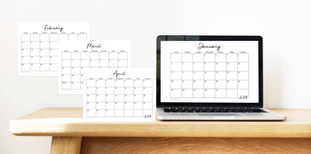Get your 2019 free printable calendar