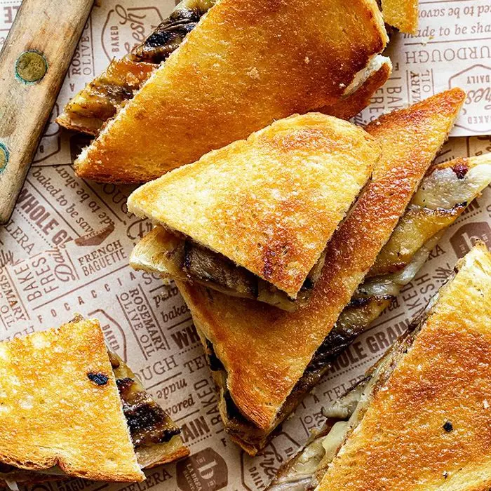  
“Elvis” Grilled Cheese Sandwich –  this banana, bacon, and peanut butter number