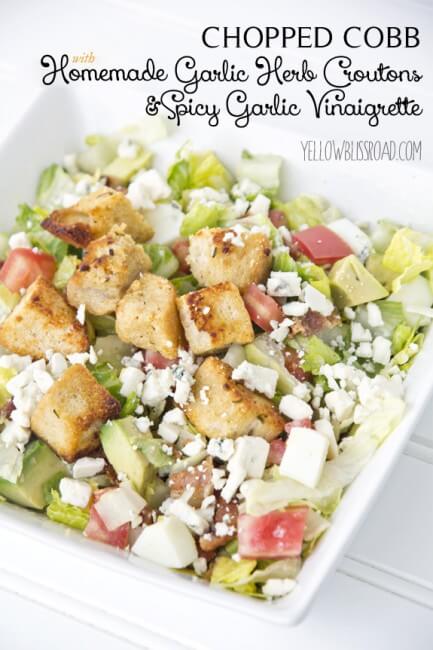 chopped cobb salad with homemade croutons and vinaigrette title