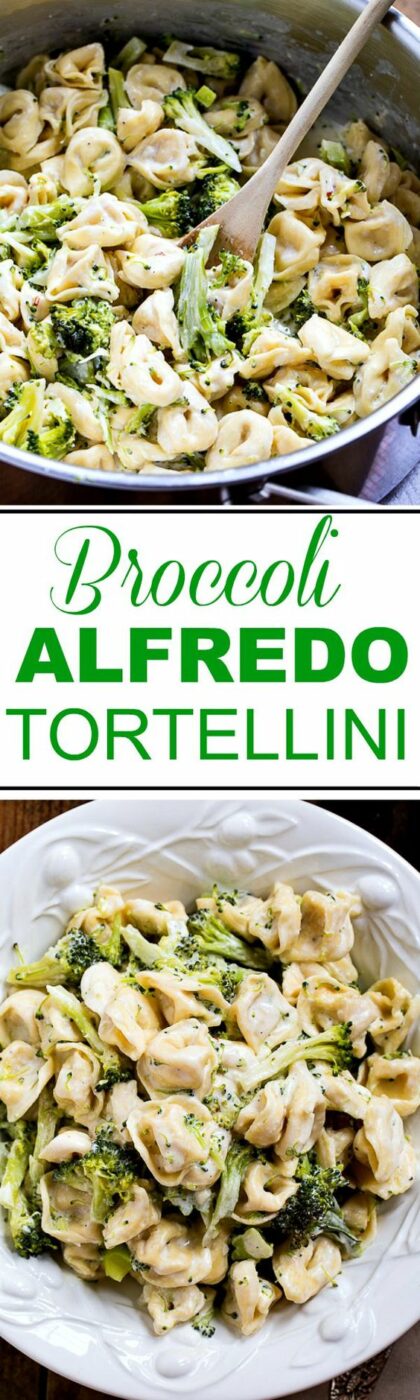 Broccoli Alfredo Tortellini 30 Minute Meal Recipe via Spicy Southern Kitchen - just a few simple ingredients and this meal is on the table is less than 30 minutes! - The BEST 30 Minute Meals Recipes - Easy, Quick and Delicious Family Friendly Lunch and Dinner Ideas #30minutemeals #30minutedinners #thirtyminutedinners #30minuterecipes #fastrecipes #easyrecipes #quickrecipes #mealprep