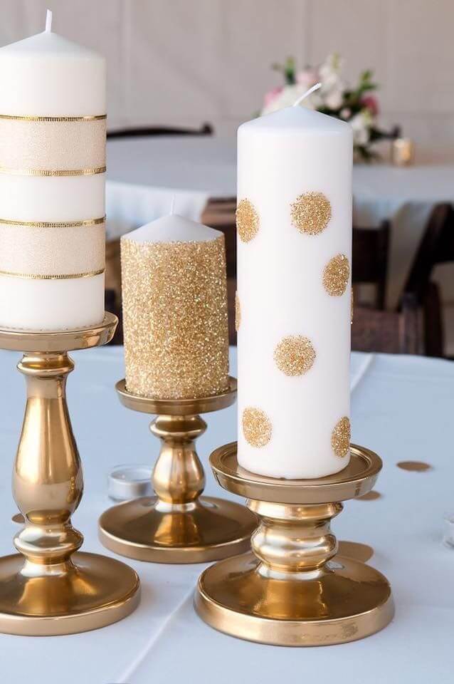 Gold Glitter Decorated Candle Ideas