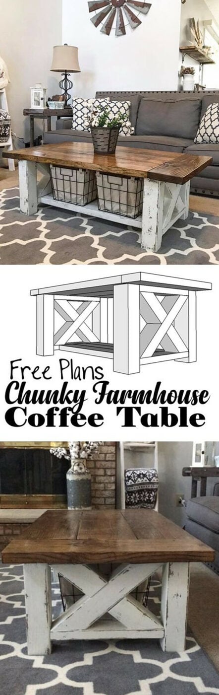Cross Chunky Farmhouse Coffee Table Ideas