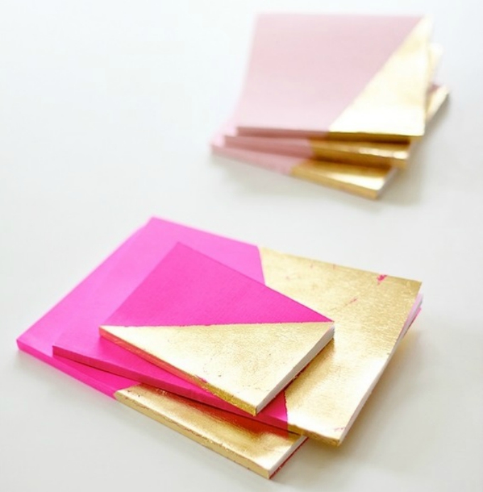 Pink And Gold DIY Notebook Covers
