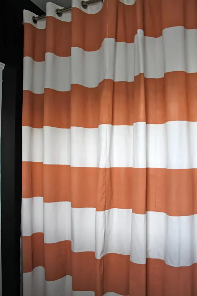 Painted orange stripe DIY show curtain