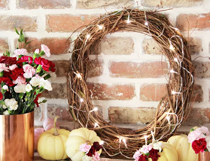 DIY Simple Lit Grapevine Wreath