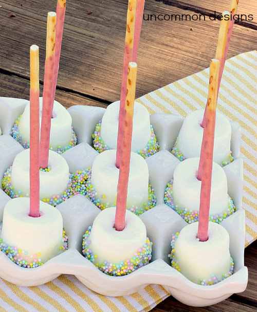 An Easter dessert idea... Marshmallow Pops! www.uncommondesignsonline.com #Easter #Desserts
