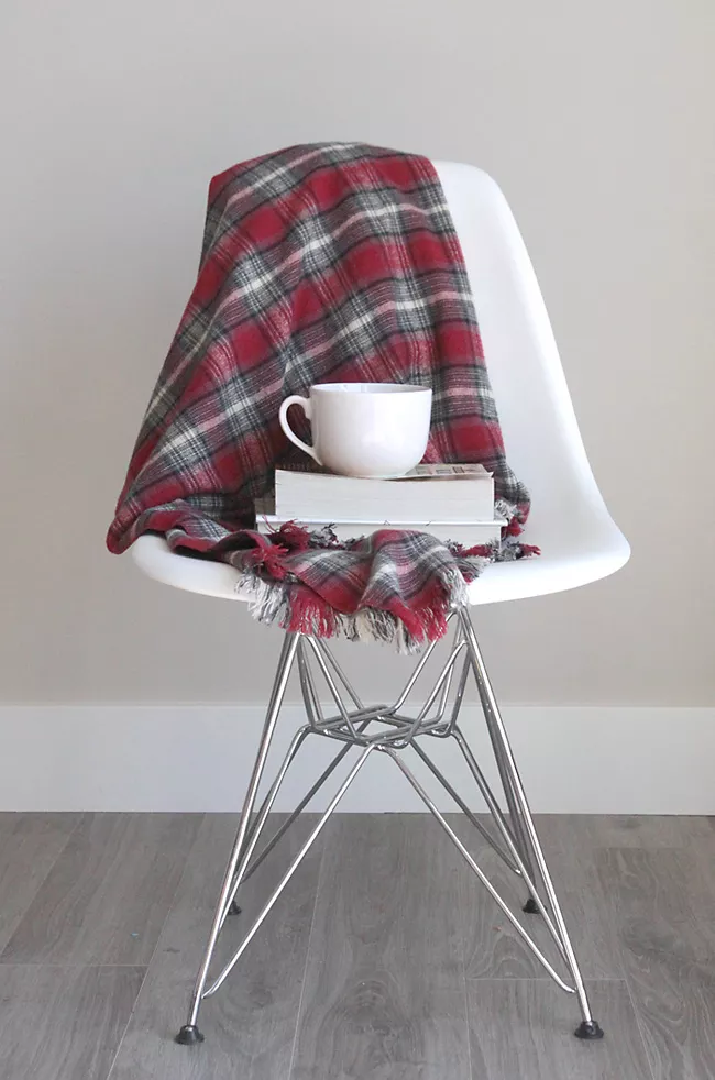 DIY Fringed Flannel Throw Blanket
