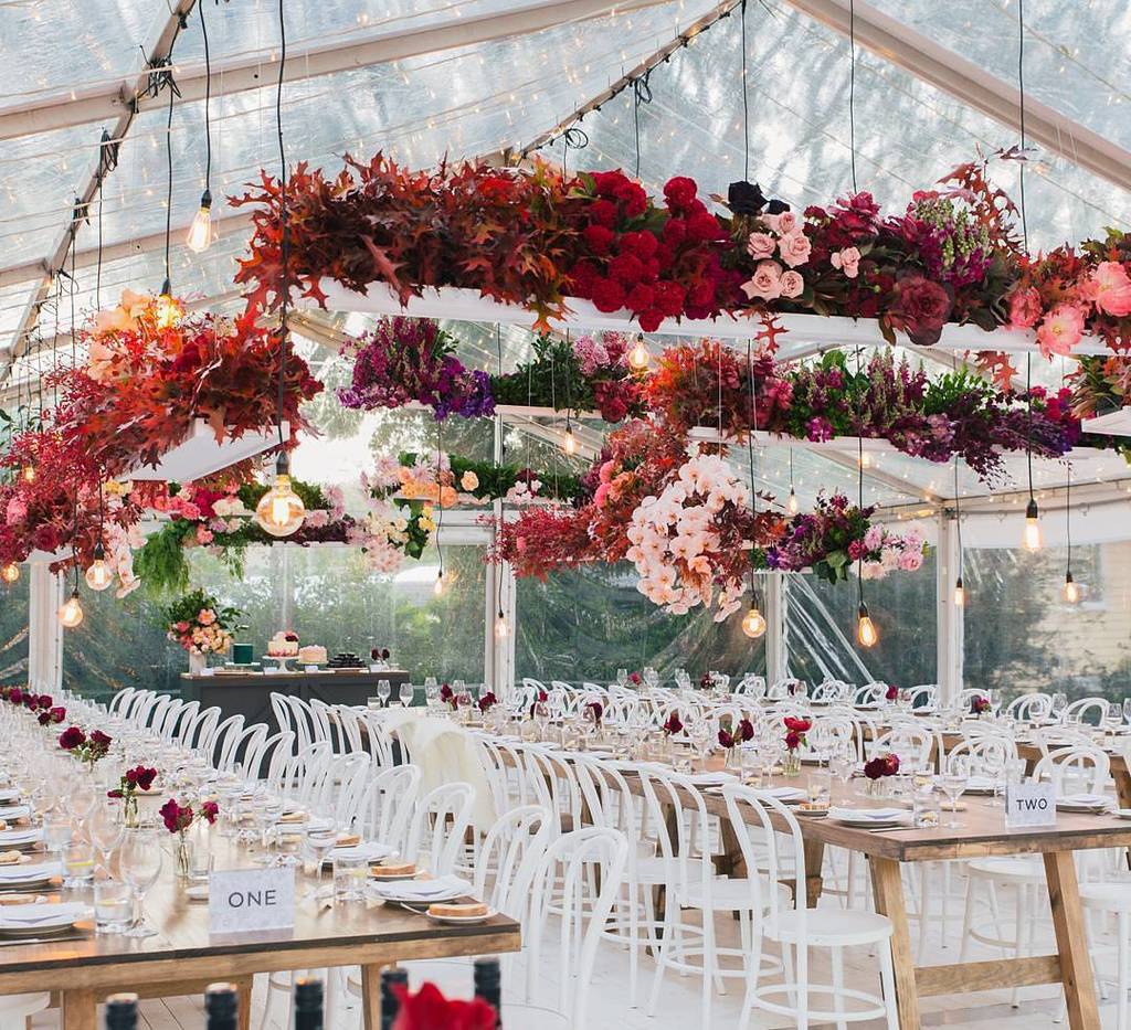 floral chandelier for floral wedding reception