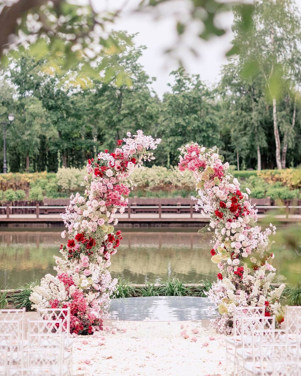 majestic floral arch for garden wedding