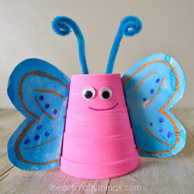 foam cup butterfly craft