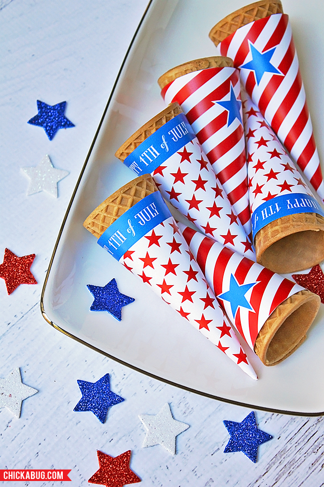 free printable ice cream cone wrappers | 25+ 4th of July Party ideas