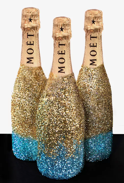 DIY Glitter Champagne Bottle