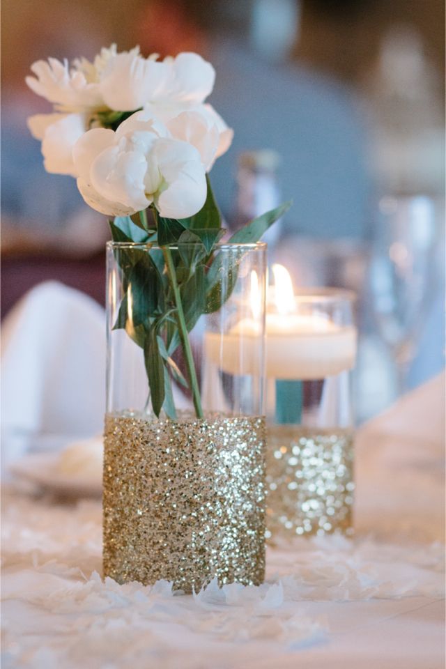 Glitter wedding vase ideas 