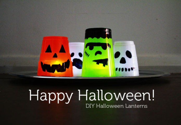 Plastic Cup Halloween Lantern Monster DIY