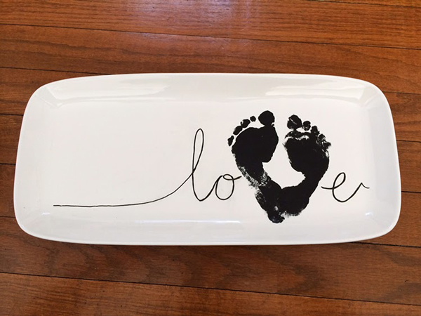 DIY footprint LOVE serving platter. DIY gift idea.