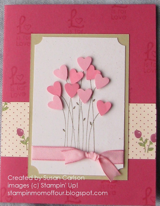 pink hearts bouquet card