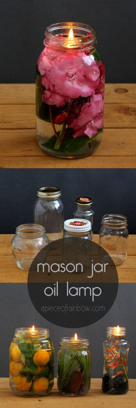 DIY Mason Jar Oil Lamp With Candles