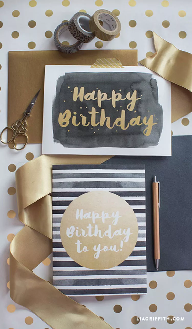 black and gold birthday card