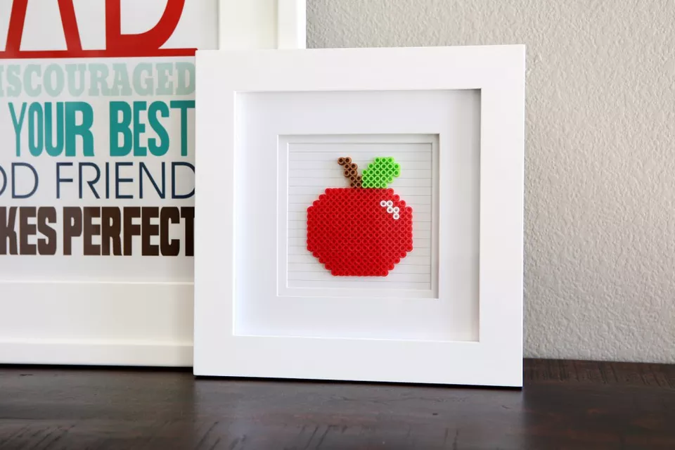Framed Perler Bead Apple