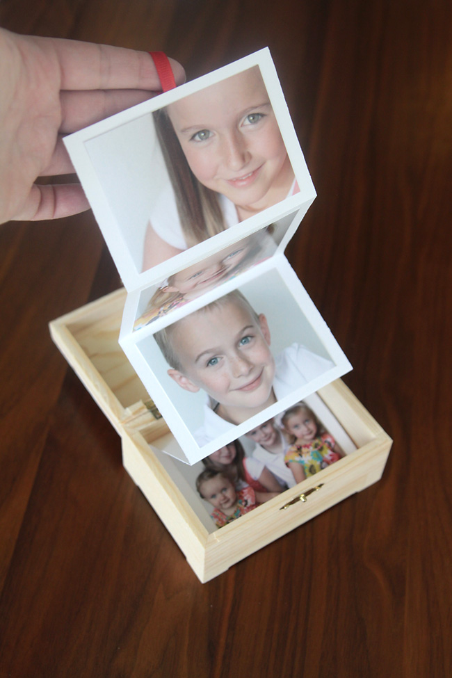 What a great gift idea! DIY photo box - easy & cheap, and perfect for mom, dad, grandparents, spouses, and more.