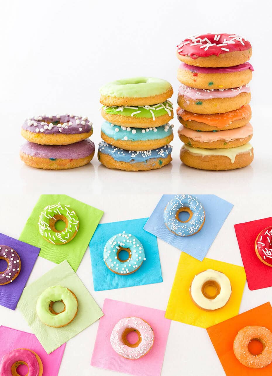 Rainbow donuts + 50 Rainbow Desserts - the perfect way to celebrate St. Patrick's Day and welcome spring!