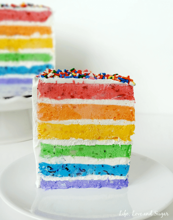 Rainbow ice cream cake + Top 50 Rainbow Desserts - the perfect way to celebrate St. Patrick's Day and welcome spring!