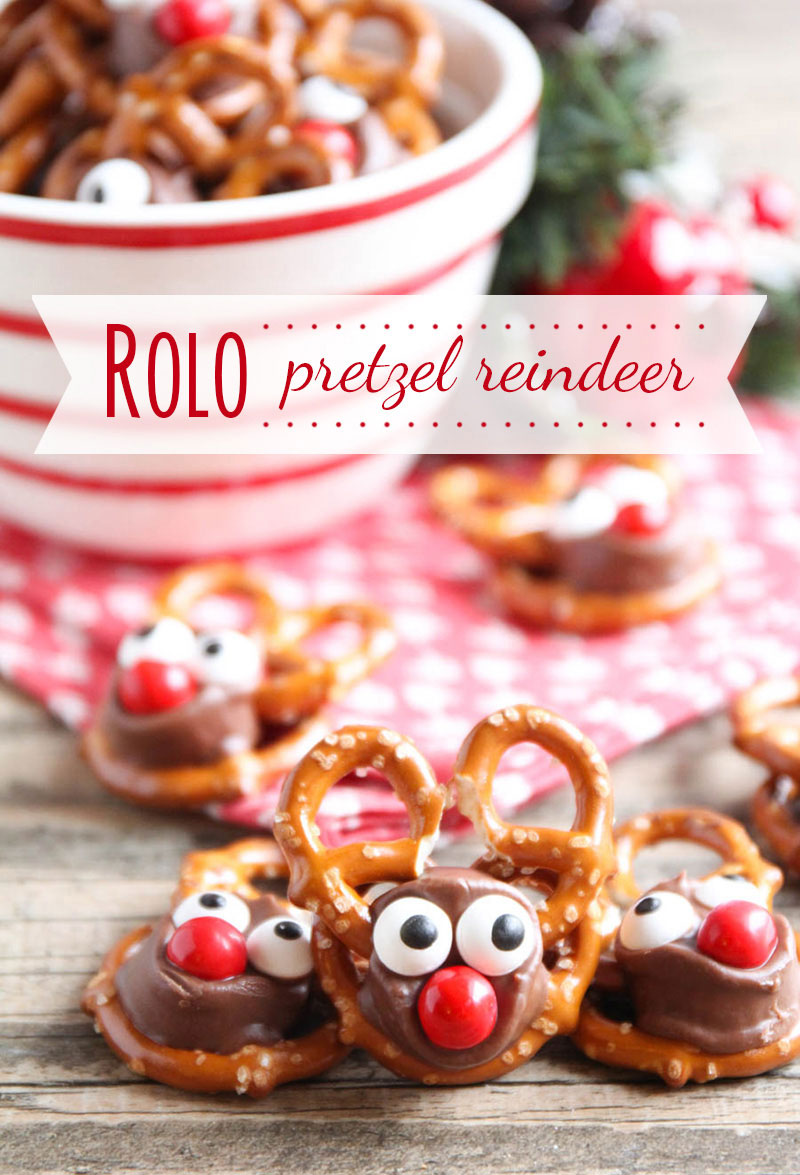 rolo pretzel reindeer | 25+ Cute Christmas Treats