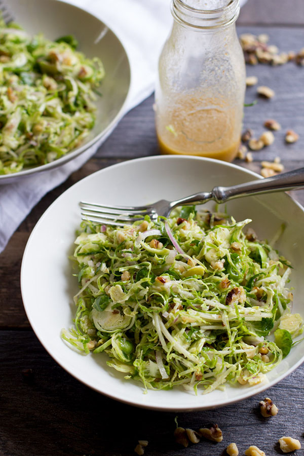 Shaved brussels sprout salad with apples and walnuts | 25+ Brussels Sprout Recipes