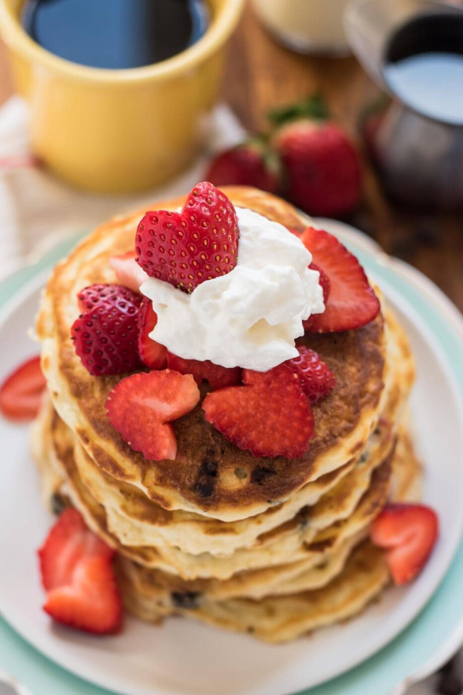 If you really want to make someone feel special, make them these Strawberry Chocolate Chip Pancakes for breakfast!