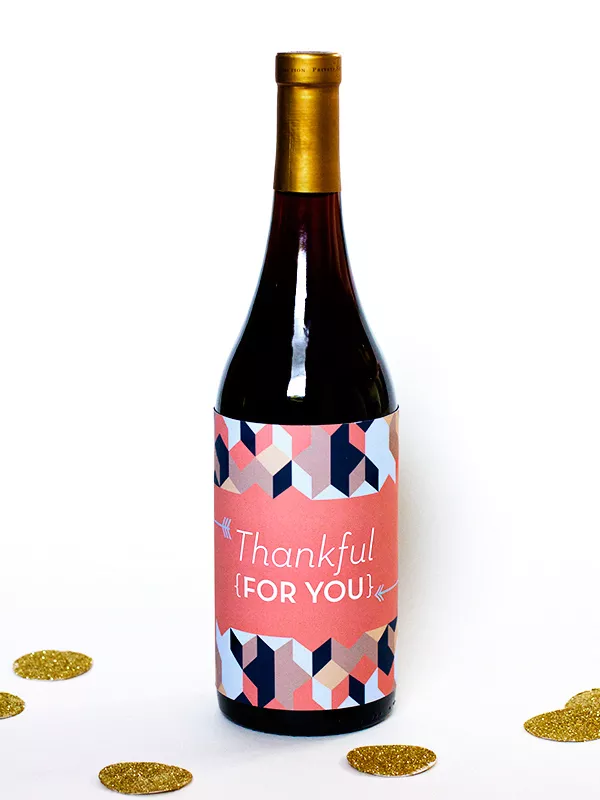 DIY Thankful For You Wine Bottle Label
