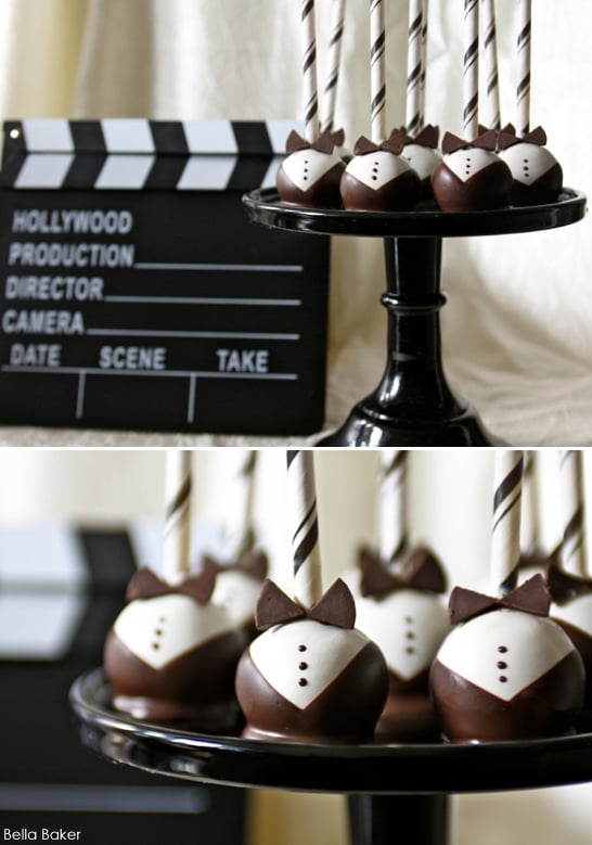 tuxedo cake pops | 25+ Oscar Party Ideas