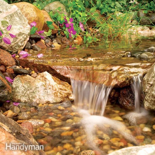 40+ Creative DIY Water Features For Your Garden --> Build a Backyard Waterfall and Stream