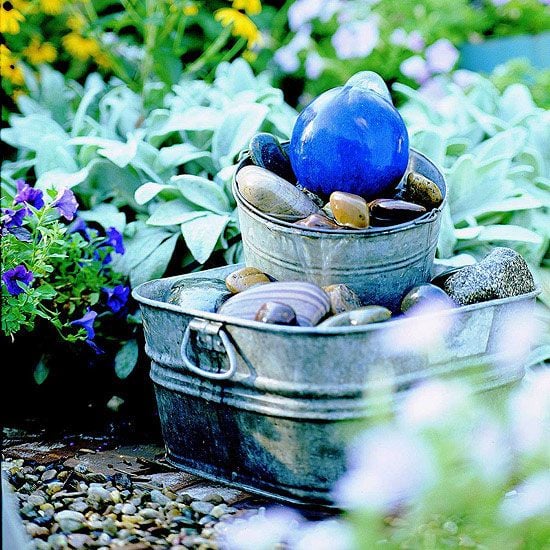 40+ Creative DIY Water Features For Your Garden --> DIY Gazing Ball Bubbler Fountain