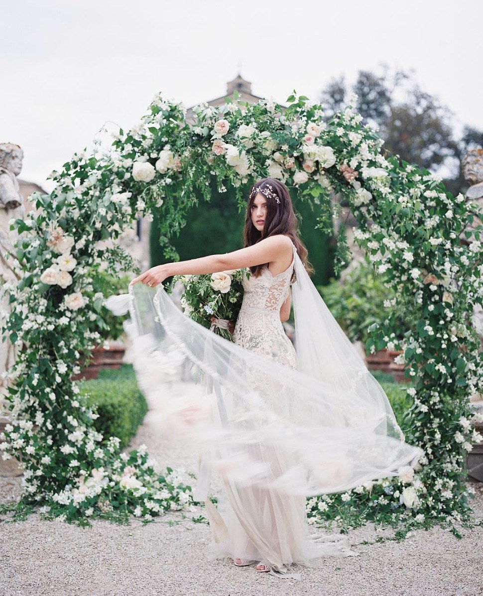 elegant bridal cape with intricate graphic design