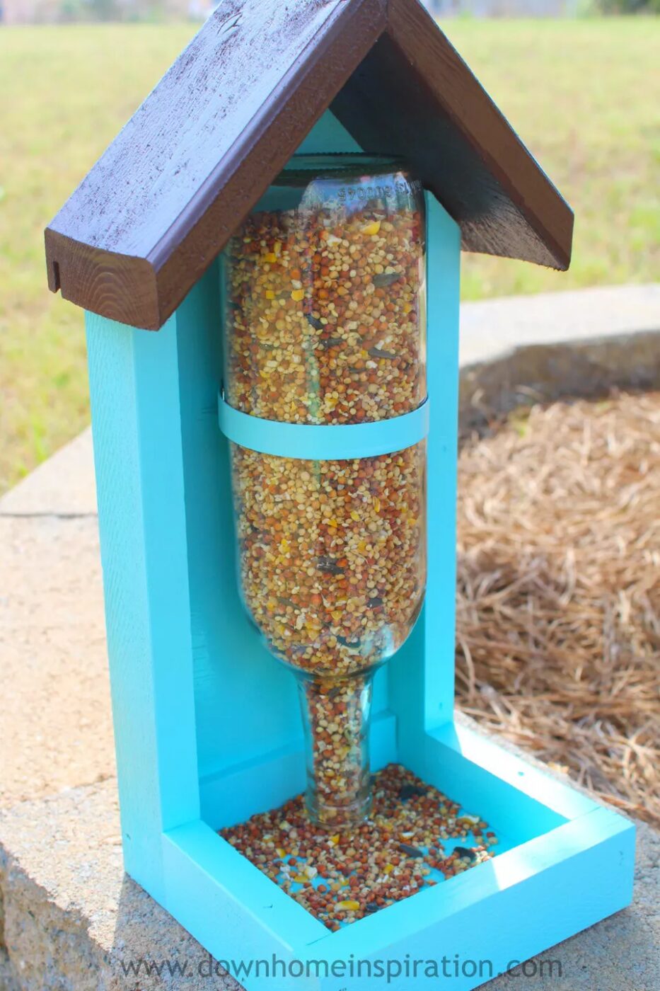wine bottle bird feeder idea
